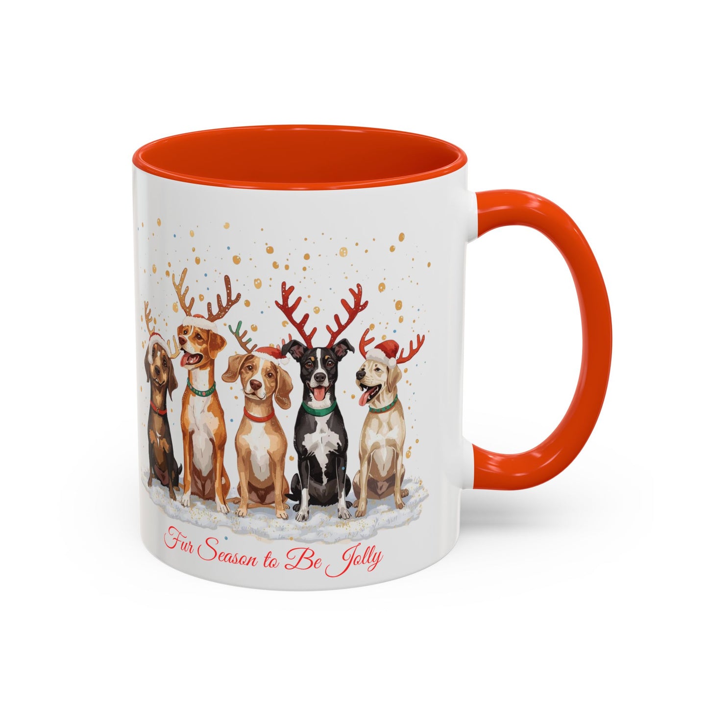Colorful Holiday Mug with Festive Dogs, Dog Christmas Mug, Dog Mom Mug, Funny Christmas Dog, Merry Christmas