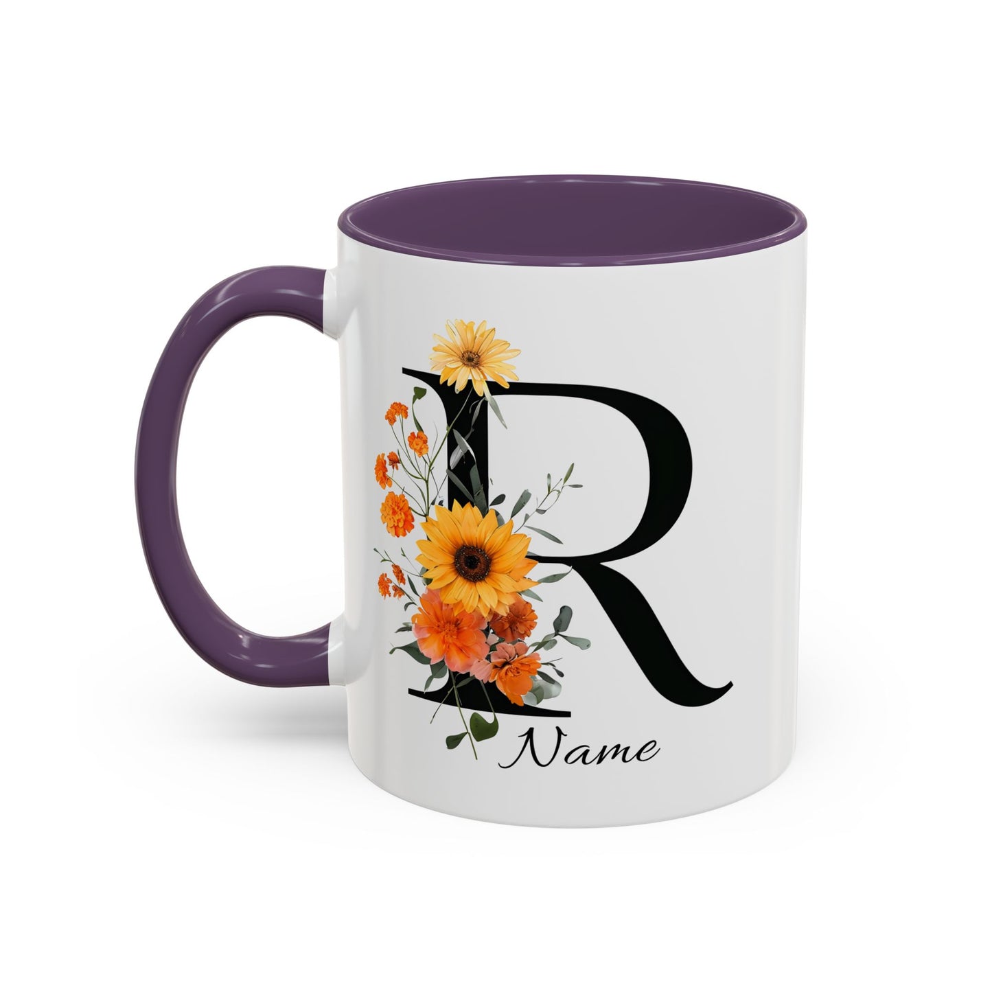 Personalized Floral Monogram - Letter R - Elegant Accent Coffee Mug – Personalized Mothers Day Gift
