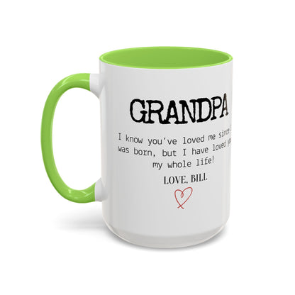 Personalized Grandpa Mug, Gift from Grandchild, Custom Message Coffee Cup, Grandpa Birthday Gift, Father’s Day Mug, Sentimental Gift for Grandpa