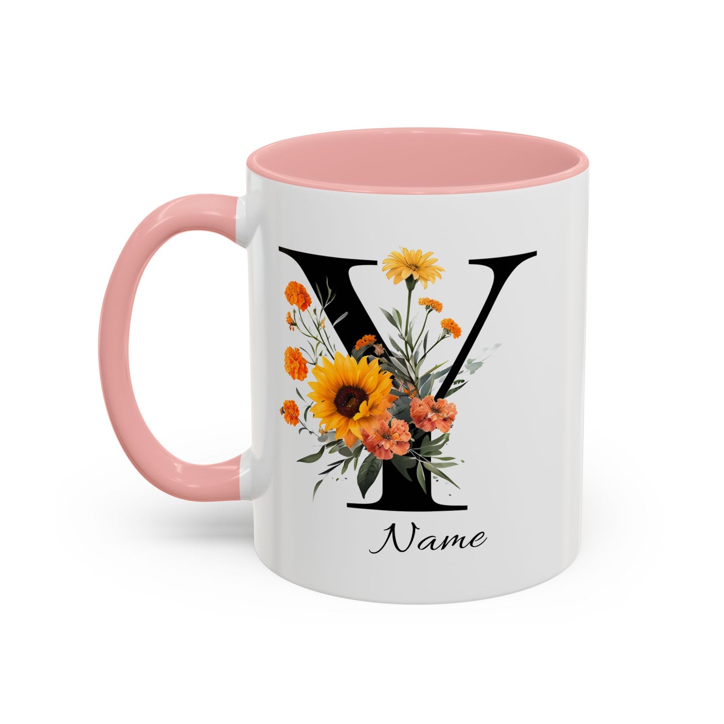 Personalized Floral Monogram - Letter Y - Elegant Accent Coffee Mug – Personalized Mothers Day Gift