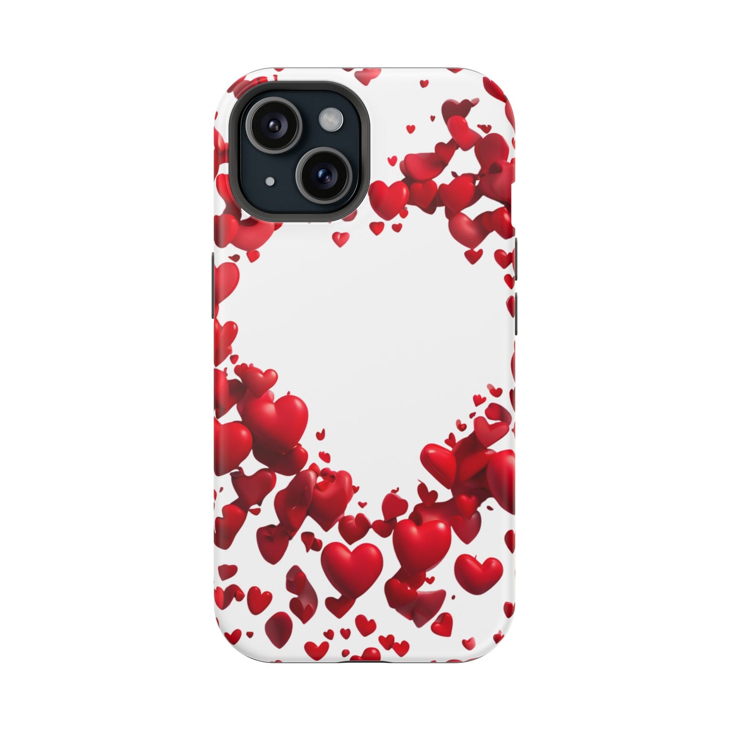 Heart-Shaped Heart Motif Magnetic Tough iPhone Case, Love Themed Phone Cover, Valentine's Day Gift,  Romantic Phone Case