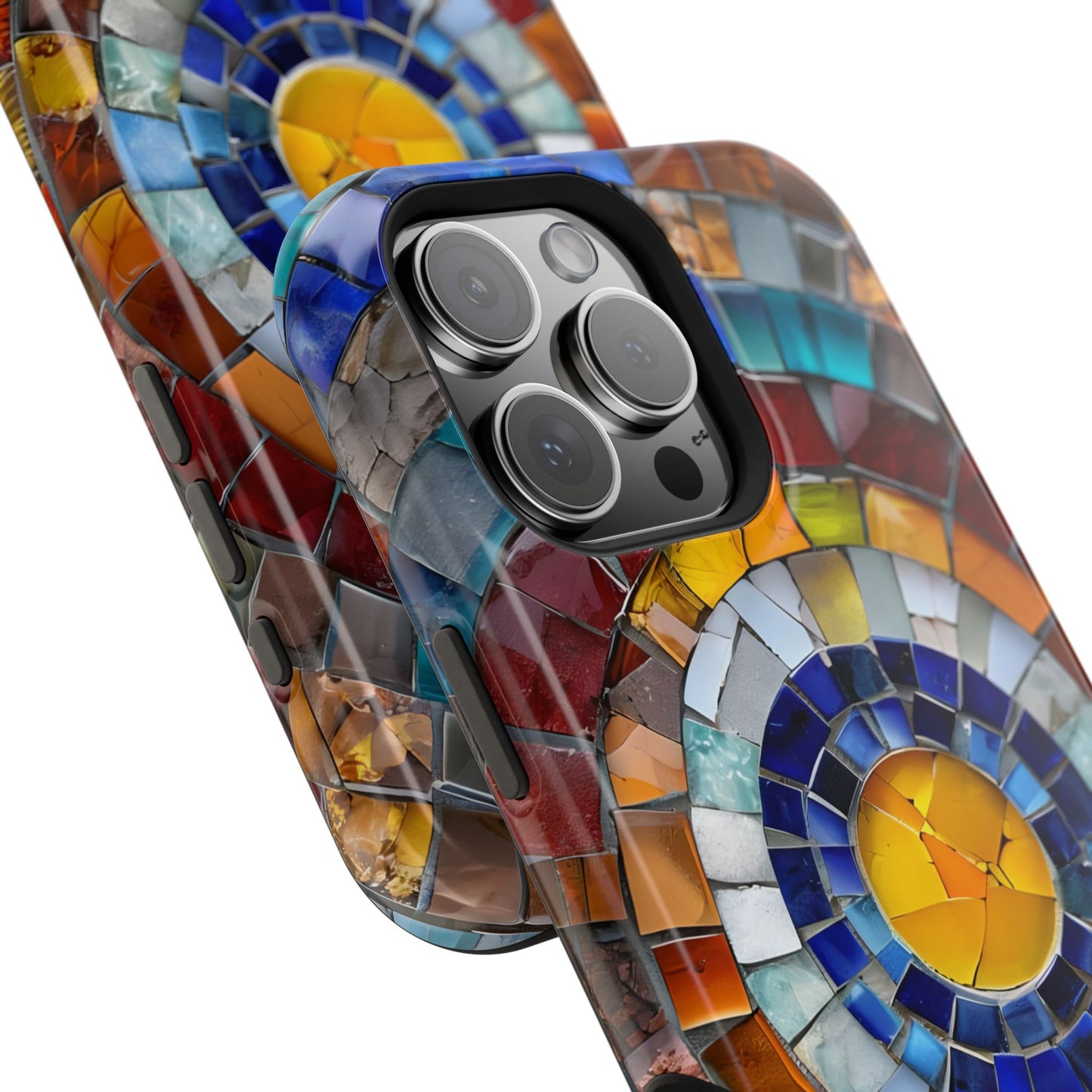Magnetic Mosaic Phone Case, Trendy iPhone Case, Unique Design, Faux Stained Glass, Custom Phone Cover, Wireless Charging