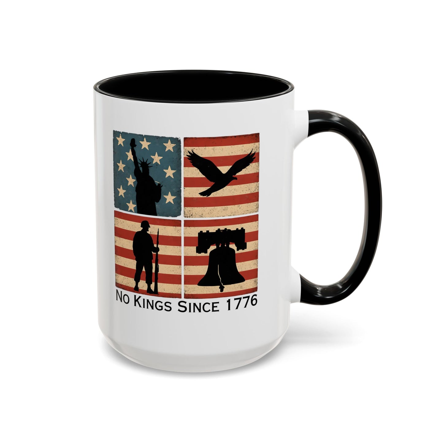 No Kings Since 1776 Coffee Mug, Fourth of July Gift, Retro American Flag Mug, Land of the Free, Military Veteran Gift