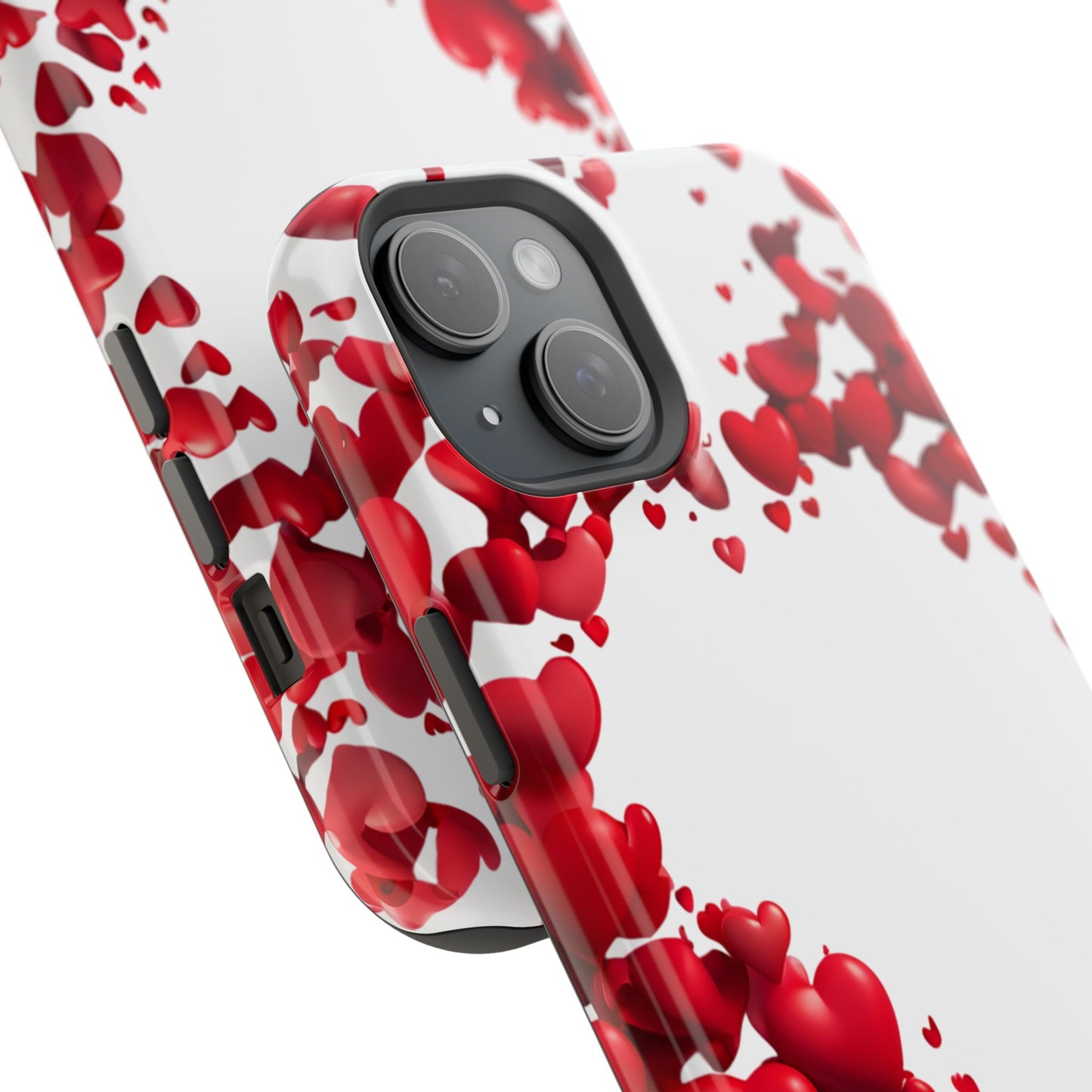 Heart-Shaped Heart Motif Magnetic Tough iPhone Case, Love Themed Phone Cover, Valentine's Day Gift,  Romantic Phone Case