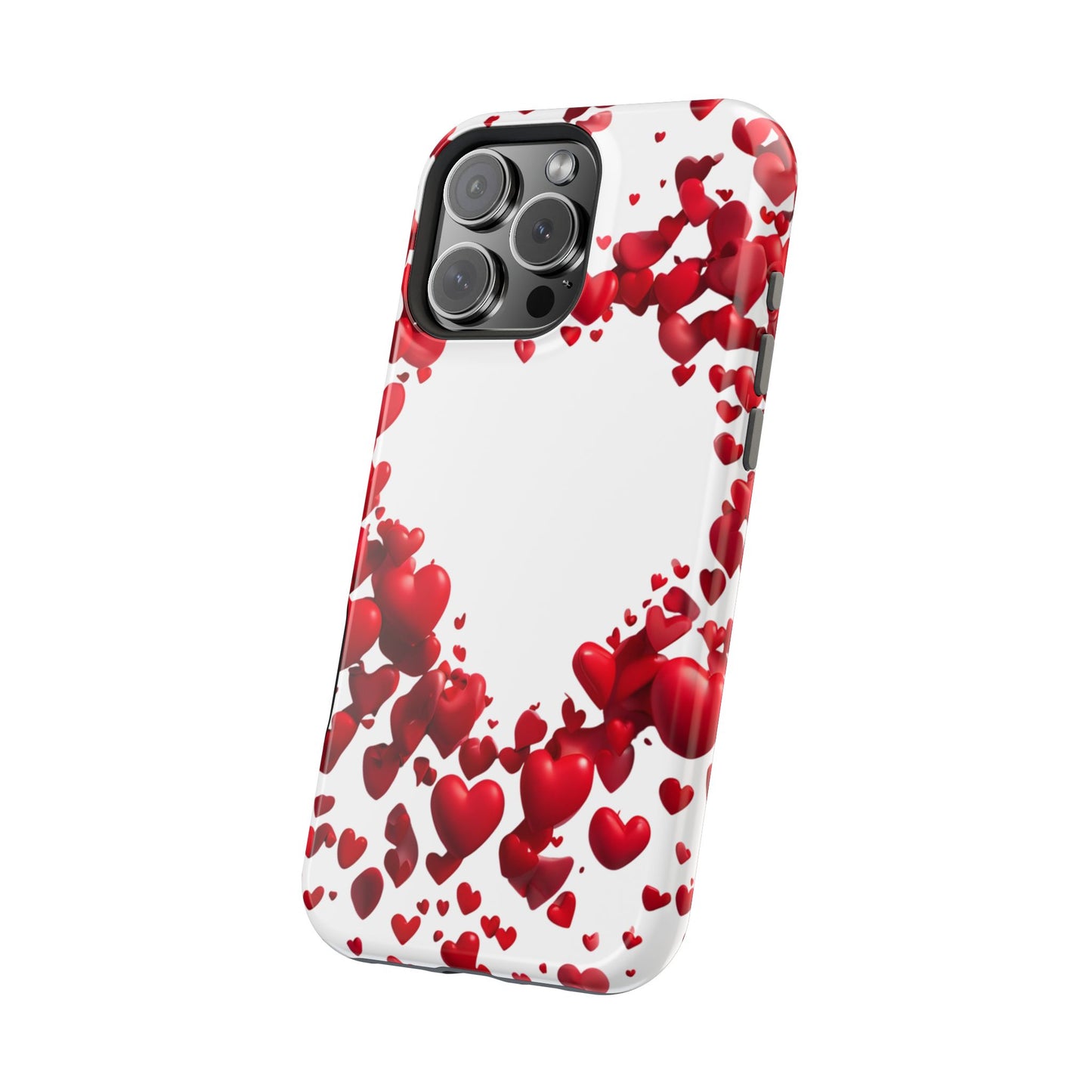 Heart-Shaped Heart Motif Magnetic Tough iPhone Case, Love Themed Phone Cover, Valentine's Day Gift,  Romantic Phone Case