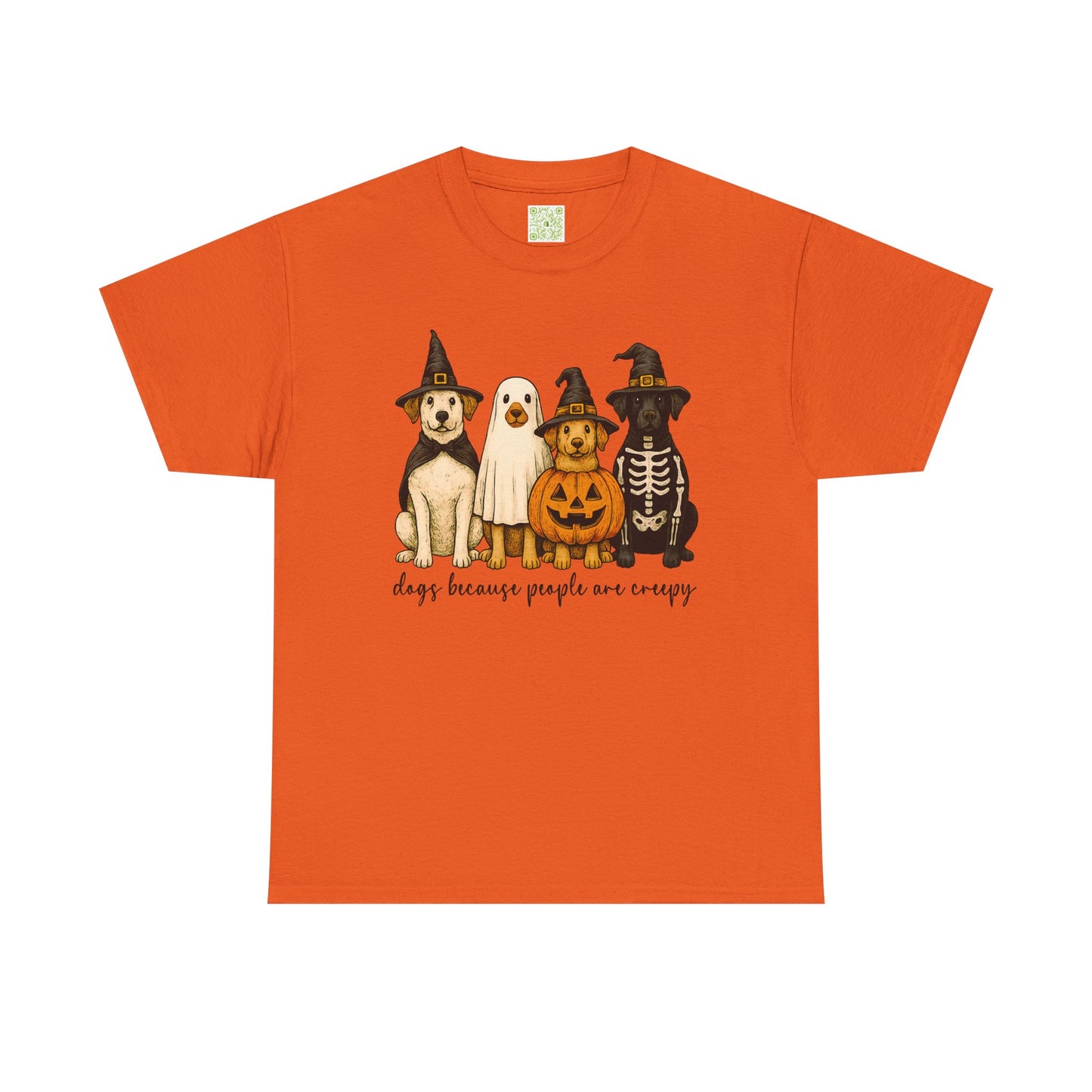 Woman wearing a maroon Halloween Dog Lovers Tee with a ghost, pumpkin, and dogs graphic.