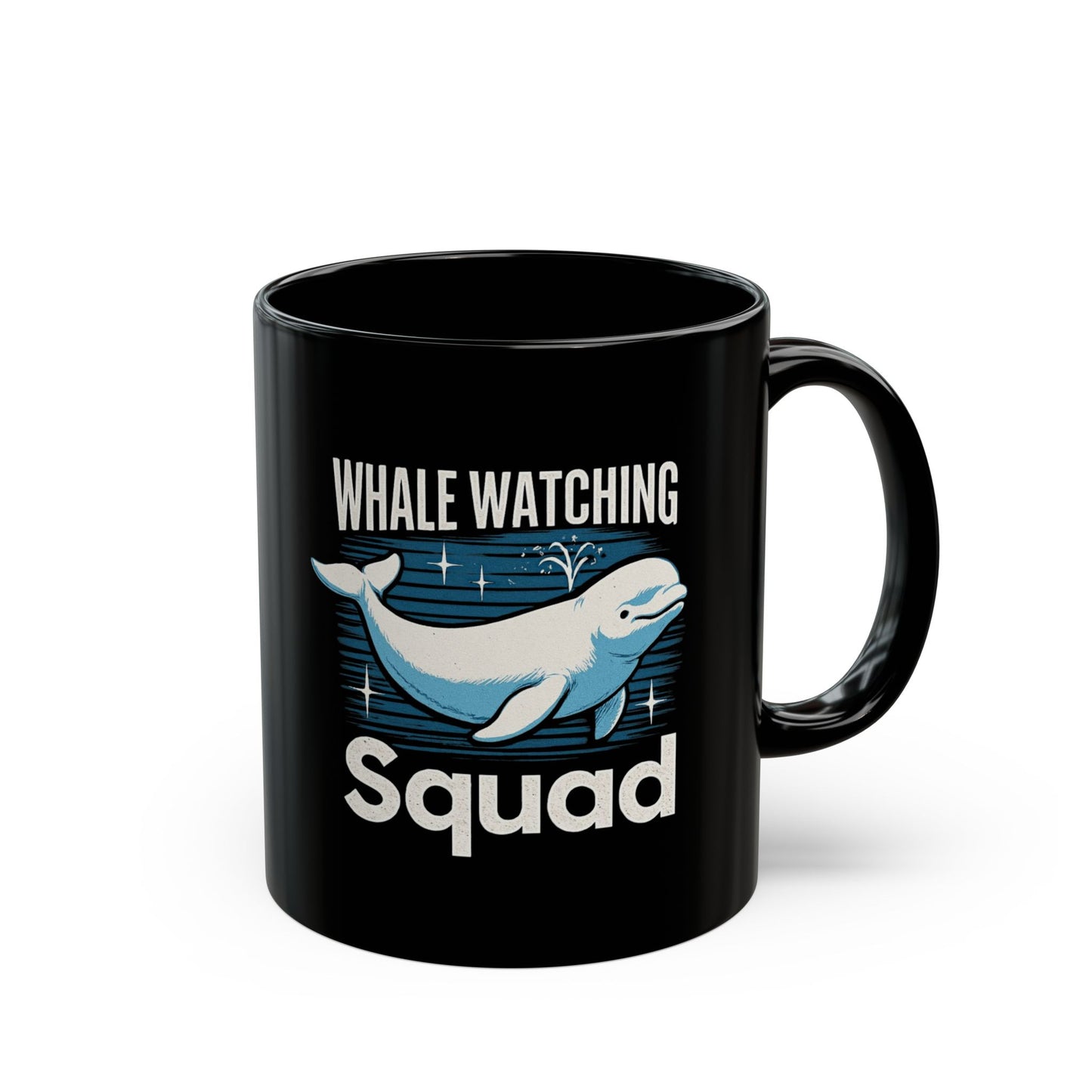 Whale Squad Black Mug, Personalized Whale Watching, Whale Mug, Ocean Lovers Gift, Nantucket Whales, Alaskan Cruise