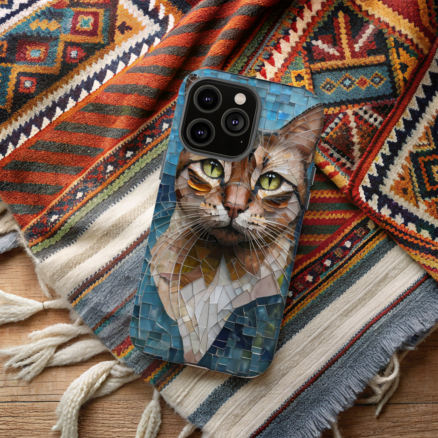 Crazy Cat Lady iPhone Case, Stained Glass Cat, Mosaic Cat Face, Pet Phone Case, iPhone Cat Case, Cat Gift