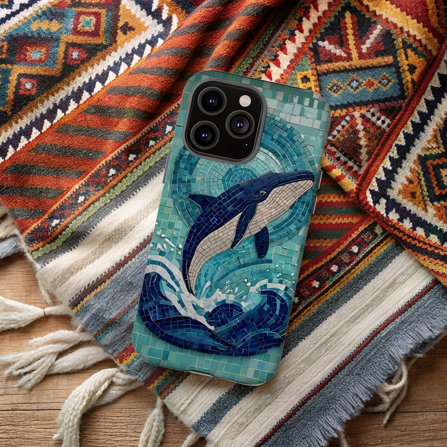 Whale Watching Mosaic iPhone Case, Whale Art, Unique Phone Case, Humpback Whale, Whale Gift, Marine Biology, Whale Watcher
