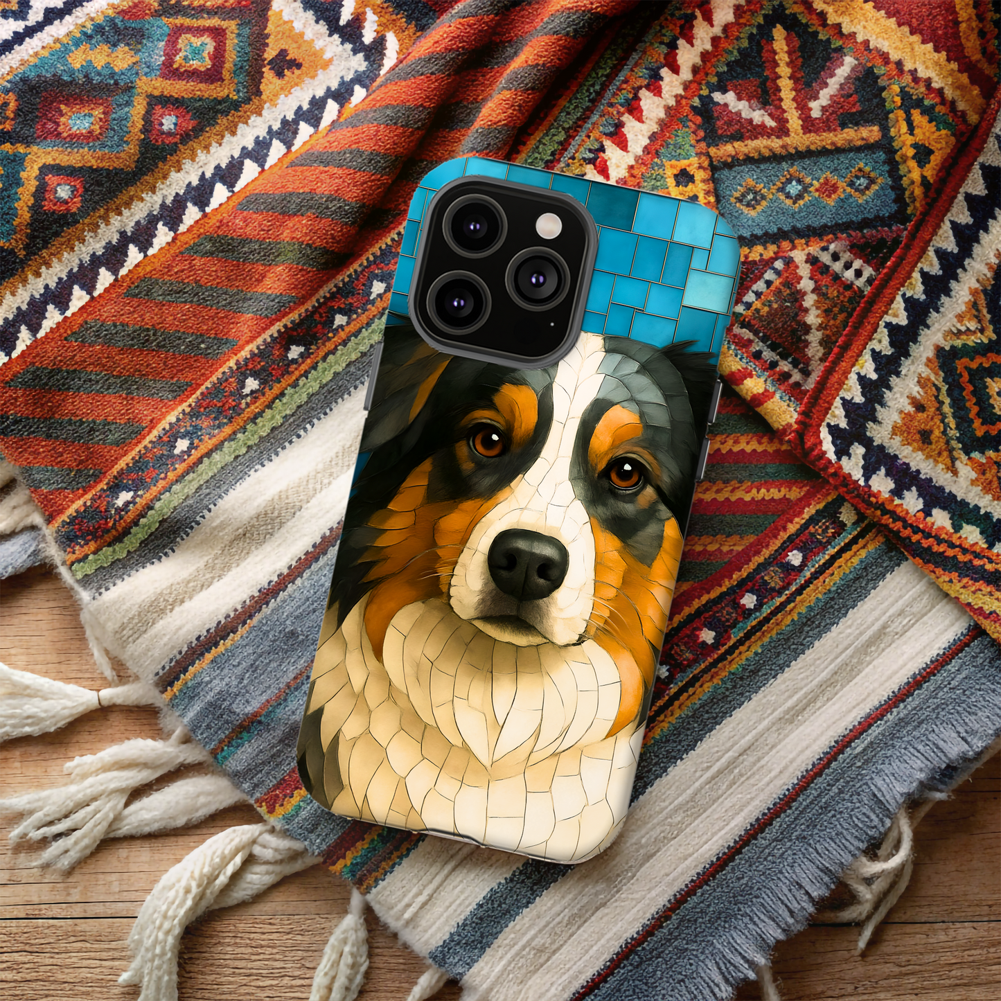 Australian Shepherd Mosaic Phone Case, iPhone Dog Case, Dog Lover Gift, Shepherd Dog Cover, Dog Phone Protector