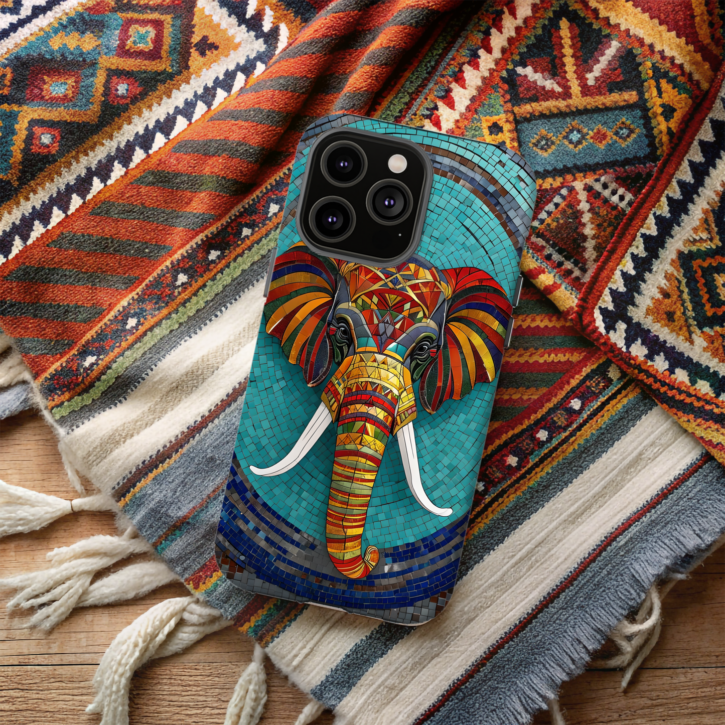Artistic Elephant Phone Case, Elephant Case, Trendy iPhone Case, Elephant Lover Gift, Unique iPhone Case, Mosaic Design