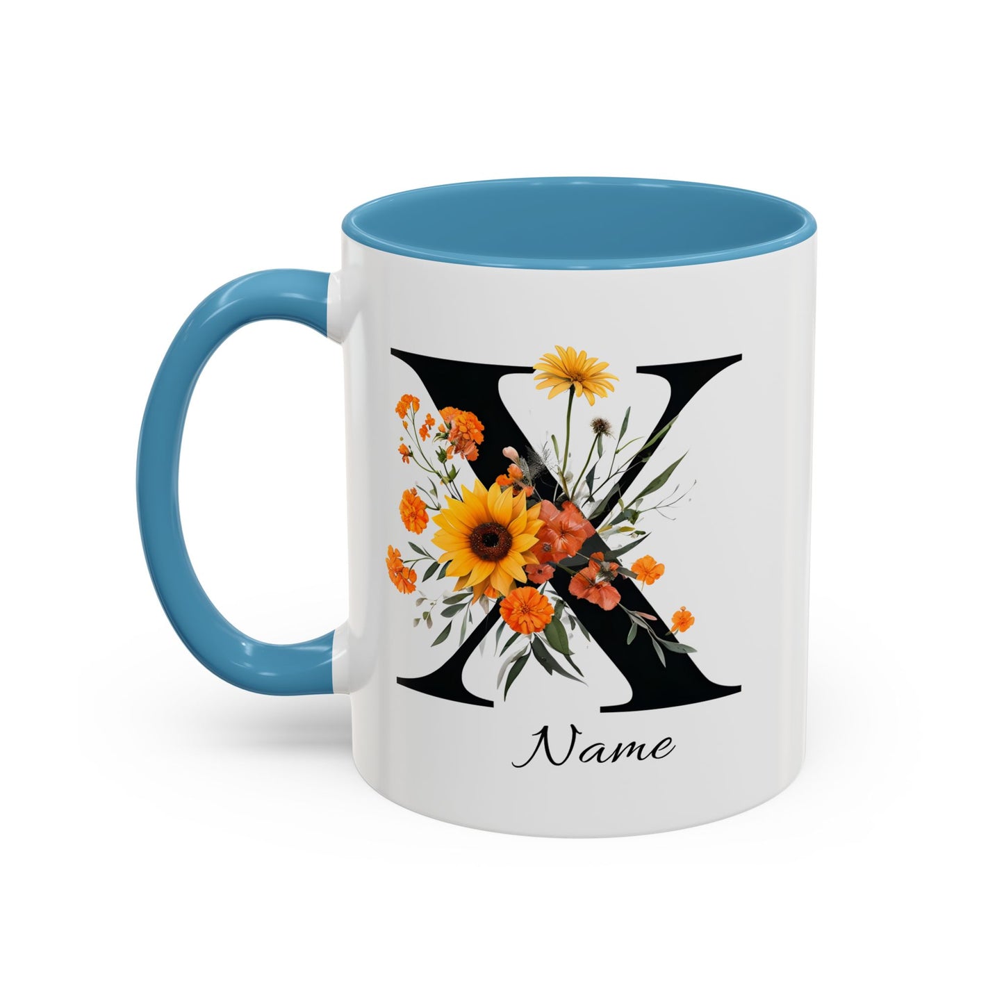 Personalized Floral Monogram - Letter X - Elegant Accent Coffee Mug – Personalized Mothers Day Gift