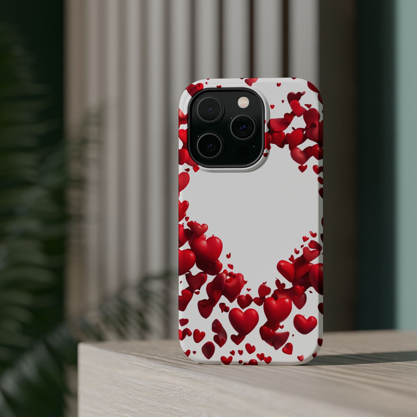 Heart-Shaped Heart Motif Magnetic Tough iPhone Case, Love Themed Phone Cover, Valentine's Day Gift,  Romantic Phone Case
