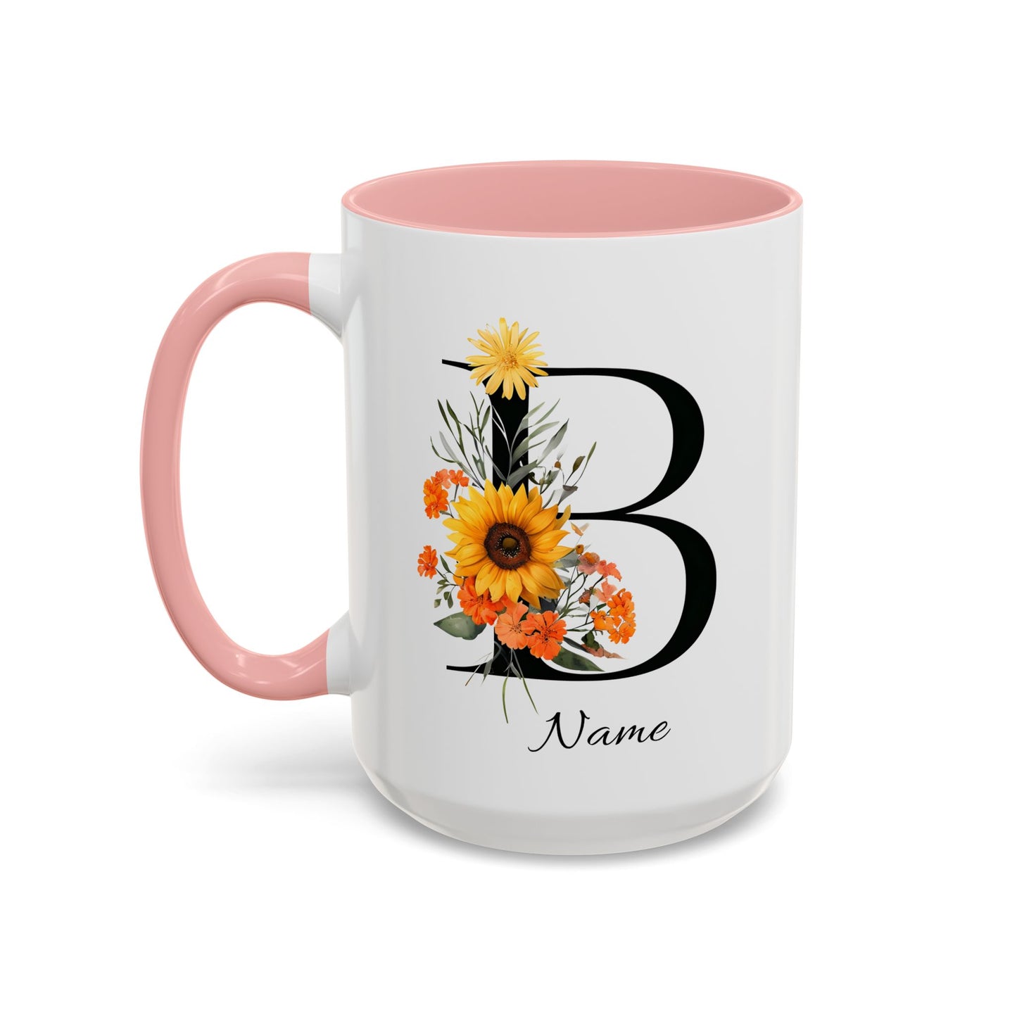 Personalized Floral Monogram - Letter B - Elegant Accent Coffee Mug – Personalized Mothers Day Gift