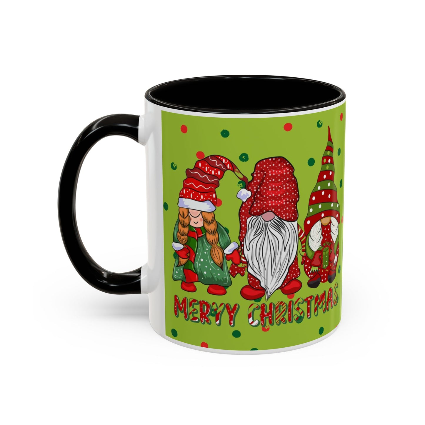 Merry Christmas Gnom Trio. Gnome Mug, Green Holiday Coffee Cup, Festive Hot Cocoa Mug, Cute Gnome Lover Gift, Cozy Winter Christmas Drinkware