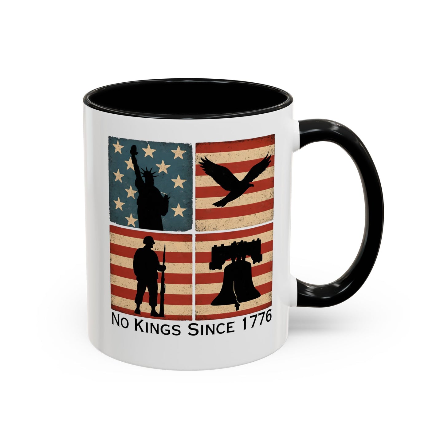 No Kings Since 1776 Coffee Mug, Fourth of July Gift, Retro American Flag Mug, Land of the Free, Military Veteran Gift