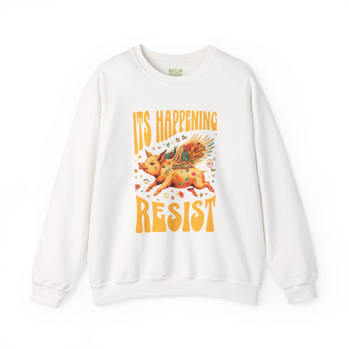 Pigs Fly  "It's Happening, Resist" Statement Crewneck Sweatshirt, Pig Lover Gift, When Pigs Fly Shirt, Flying Pig Sweatshirt