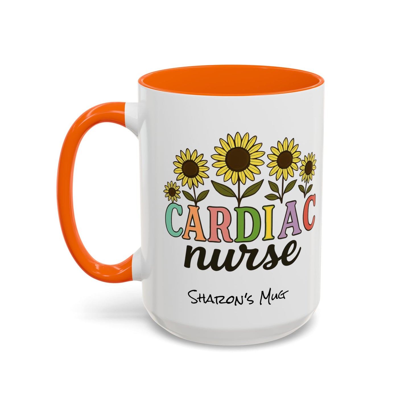 Cardiac Nurse Sunflower Accent Coffee Mug, CVICU Nurse Mug, Cardiac Nursing Grad Gift, Cardiac ICU Nurse, Cardiology RN NP
