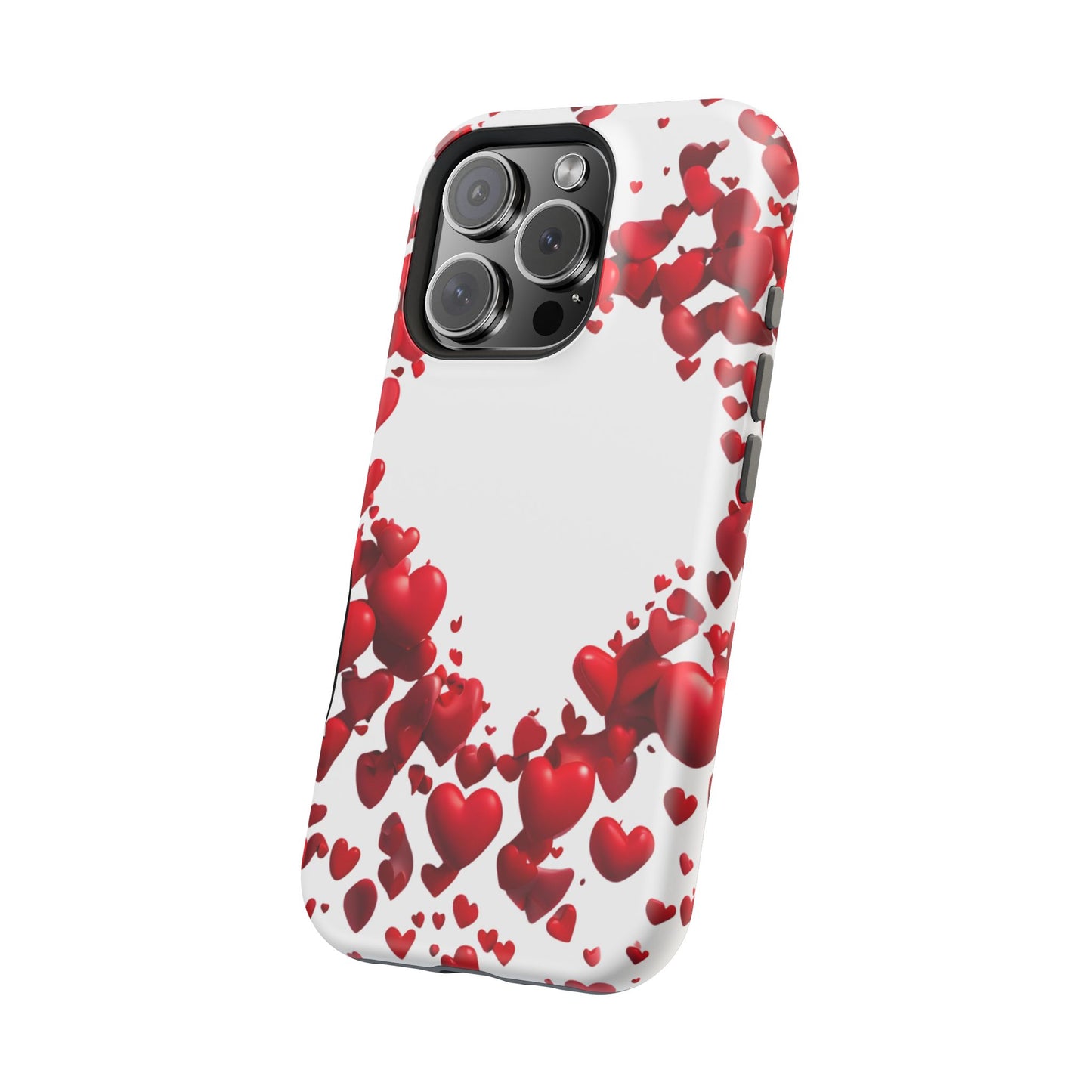 Heart-Shaped Heart Motif Magnetic Tough iPhone Case, Love Themed Phone Cover, Valentine's Day Gift,  Romantic Phone Case