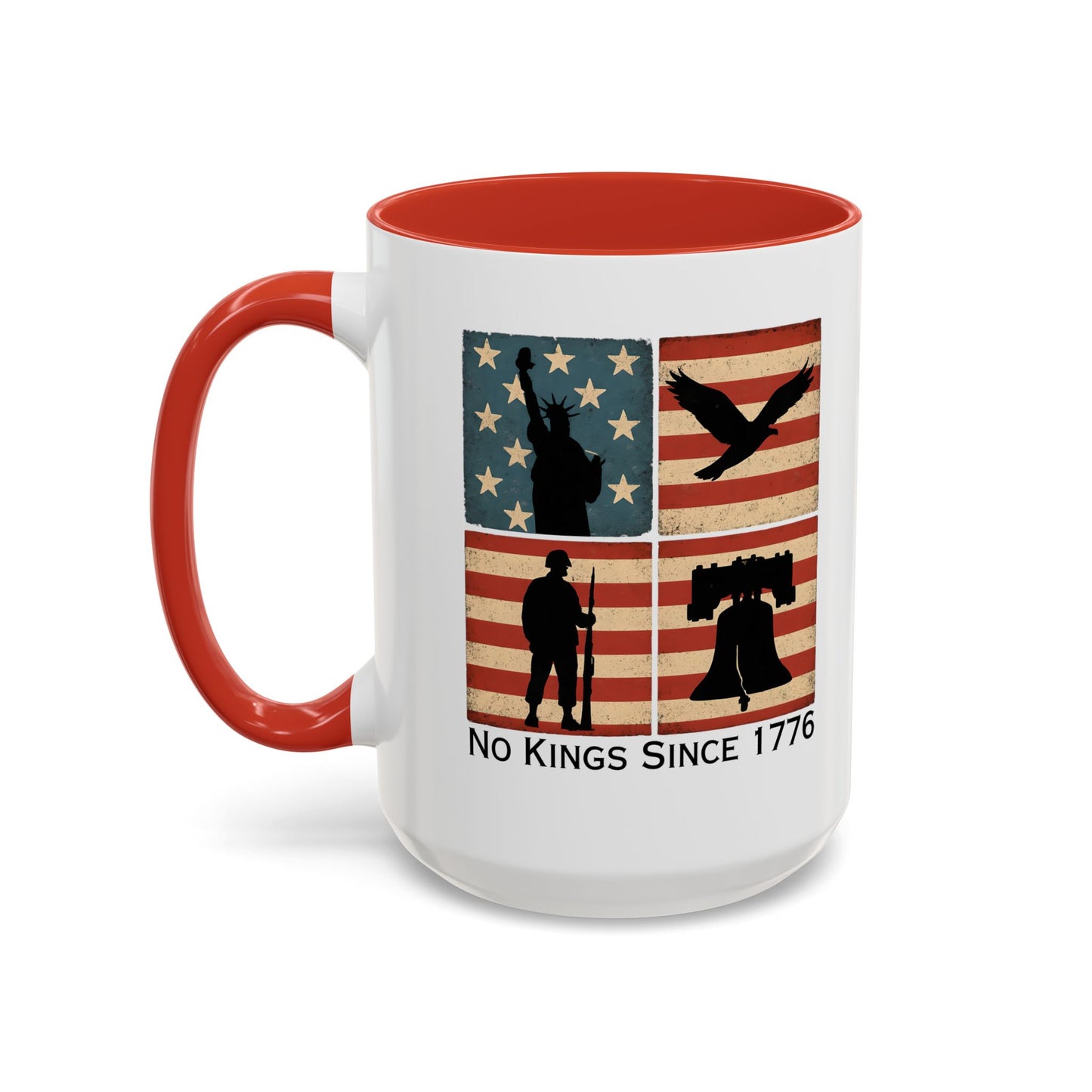 No Kings Since 1776 Coffee Mug, Fourth of July Gift, Retro American Flag Mug, Land of the Free, Military Veteran Gift
