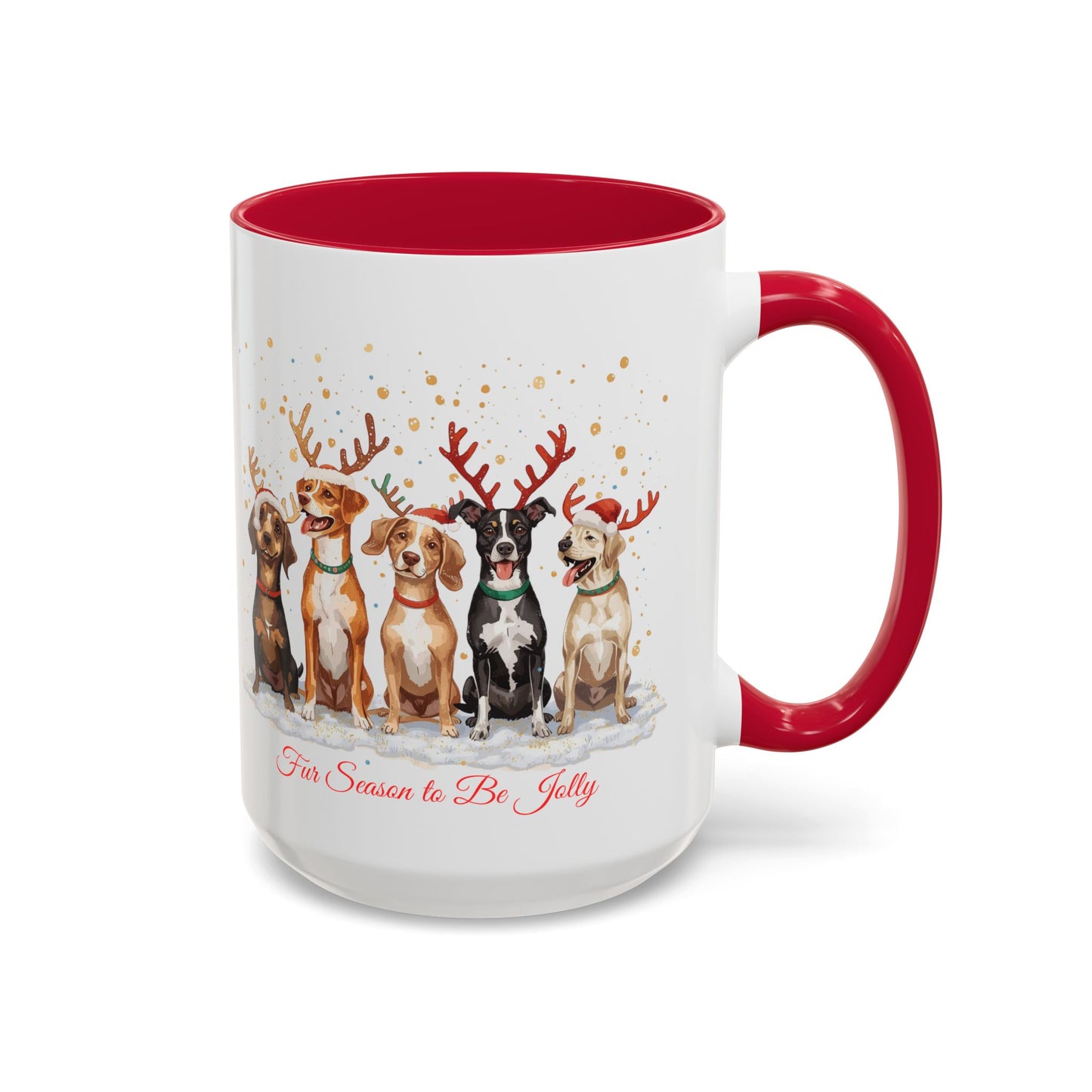 Colorful Holiday Mug with Festive Dogs, Dog Christmas Mug, Dog Mom Mug, Funny Christmas Dog, Merry Christmas