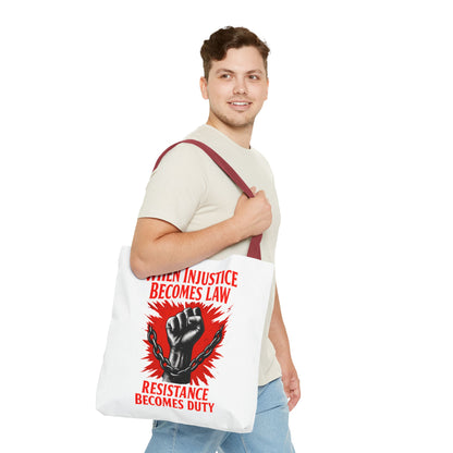 Resistance Duty Tote Bag, Political Protest Tote, Graphic Tote Bag, Subtle Anti Trump, Trendy Tote Bag, Injustice Law