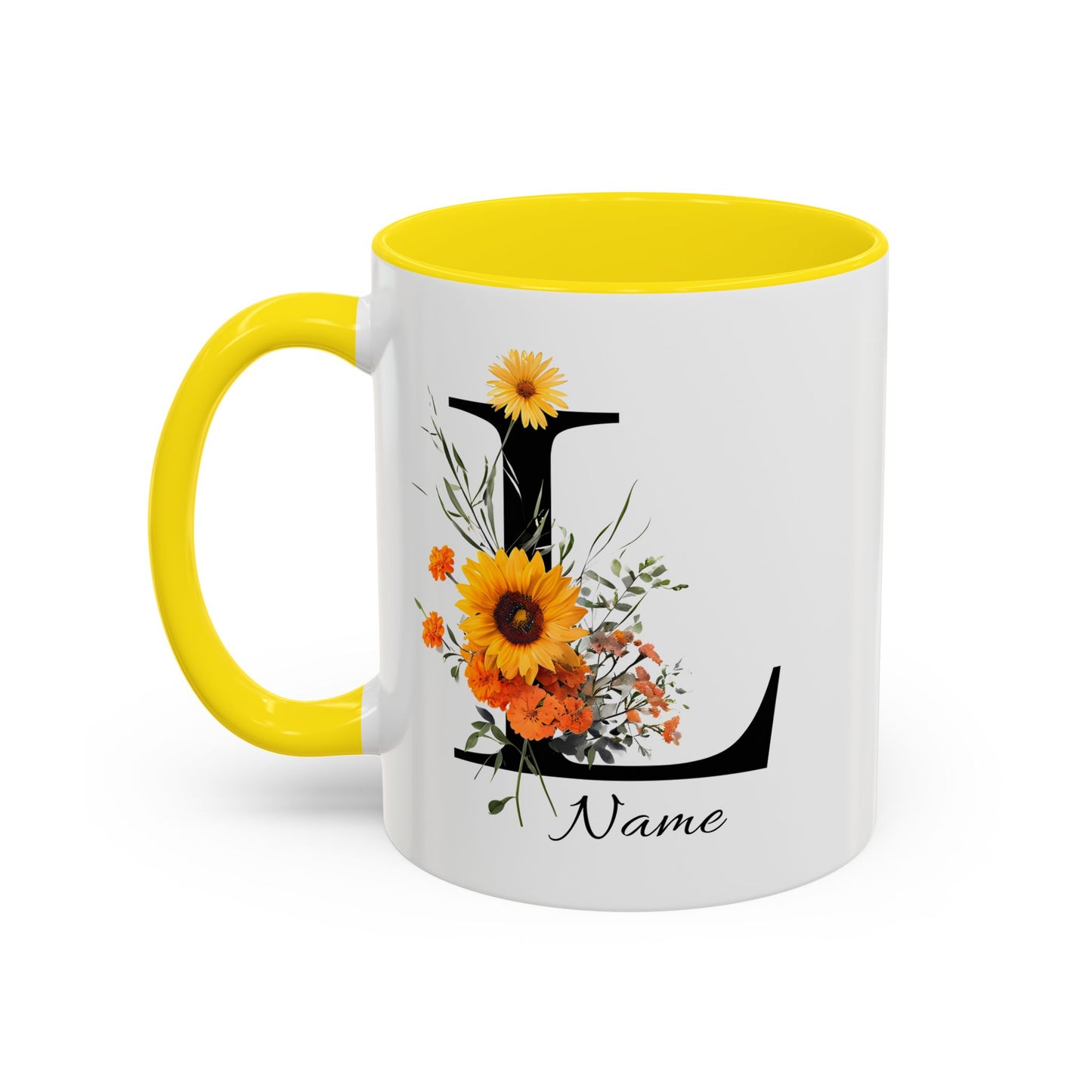 Personalized Floral Monogram - Letter L - Elegant Accent Coffee Mug – Personalized Mothers Day Gift