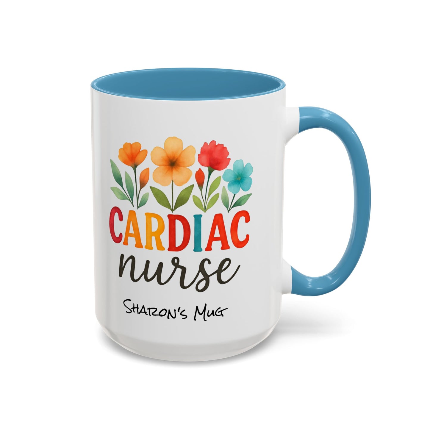 Cardiac Nurse Floral Watercolor Accent Coffee Mug, CVICU Nurse Mug, Cardiac Nurse Gifts, Cardiac ICU Nurse