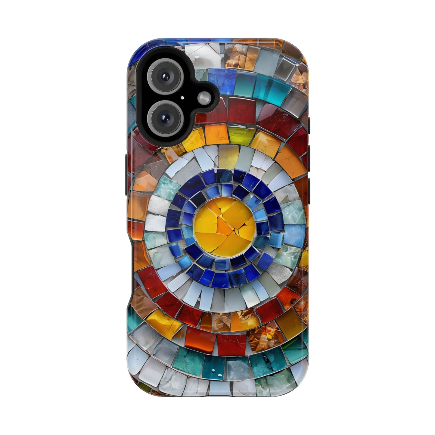 Magnetic Mosaic Phone Case, Trendy iPhone Case, Unique Design, Faux Stained Glass, Custom Phone Cover, Wireless Charging