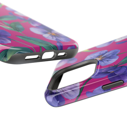 African Violet Floral Magnetic Tough Case, Summer Iphone Case, Wildflower Case, Flower Phone Cover, Stylish Phone Case
