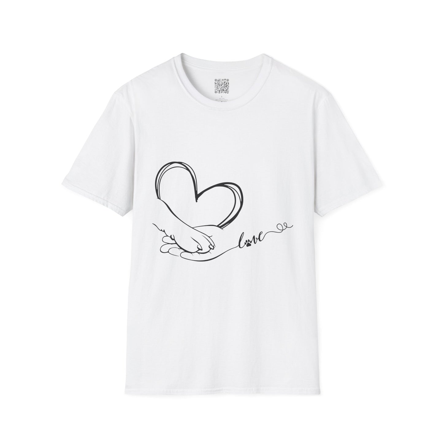 Paw in Hand Love Unisex Softstyle T-Shirt - Hand-Drawn Love Design