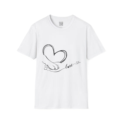 Paw in Hand Love Unisex Softstyle T-Shirt - Hand-Drawn Love Design