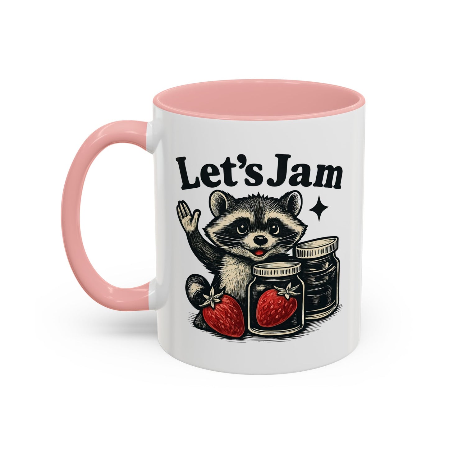 Let's Jam Raccoon Coffee Mug, Strawberry Mug, Cute Summer Mug, Raccoon Strawberry Mug, Funny Raccoon Mug, Trending Now