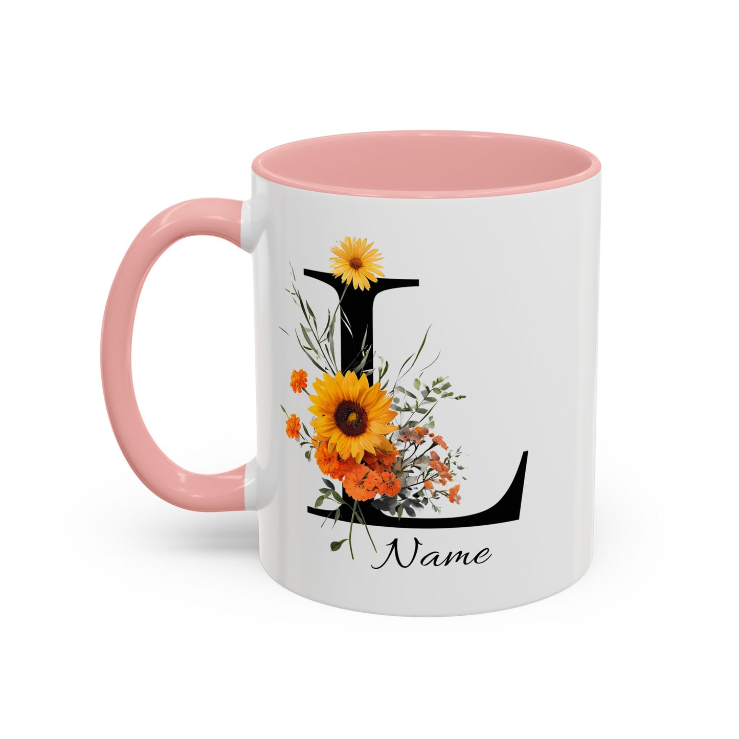 Personalized Floral Monogram - Letter L - Elegant Accent Coffee Mug – Personalized Mothers Day Gift