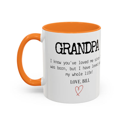 Personalized Grandpa Mug, Gift from Grandchild, Custom Message Coffee Cup, Grandpa Birthday Gift, Father’s Day Mug, Sentimental Gift for Grandpa