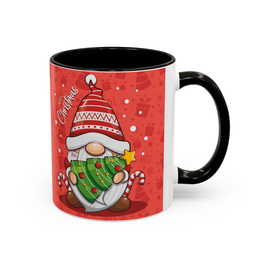 Christmas Tree Gnome, Red Christmas Gnome Mug with Tree and Candy Canes, Festive Holiday Coffee Cup, Cute Gnome Lover Gift, Winter Cocoa Mug, Christmas Kitchen Decor