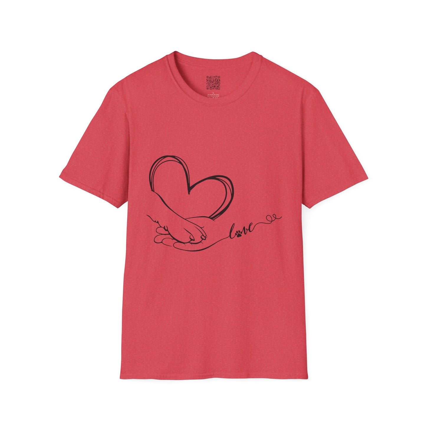 Paw in Hand Love Unisex Softstyle T-Shirt - Hand-Drawn Love Design
