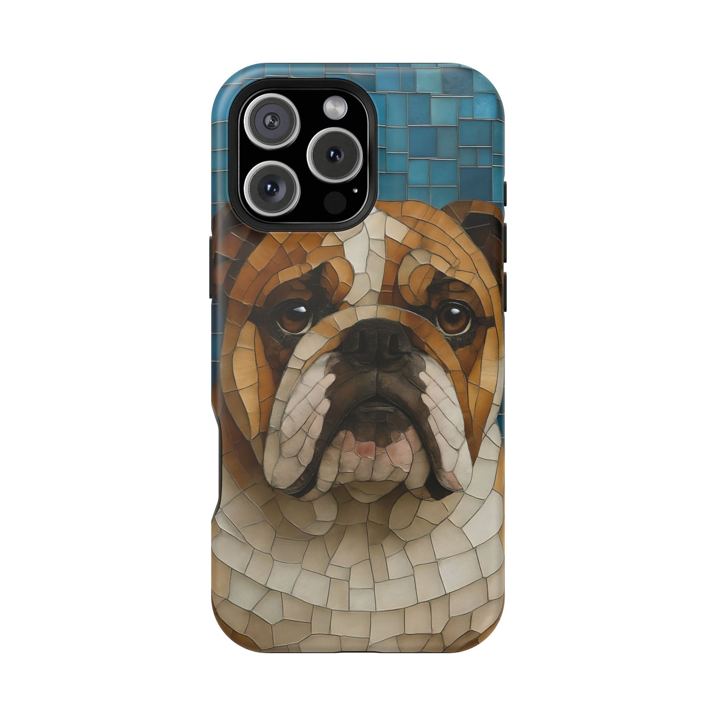 Bulldog Mosaic iPhone Charging Case - Pet Lover's Phone Cover, Dog-Inspired Gift, Unique Mobile Case, Customizable Dog Case, Animal Art Phone [...]