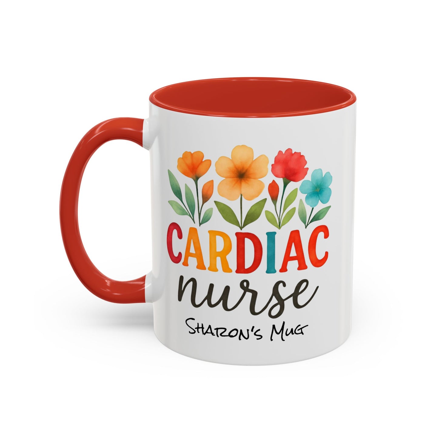Cardiac Nurse Floral Watercolor Accent Coffee Mug, CVICU Nurse Mug, Cardiac Nurse Gifts, Cardiac ICU Nurse