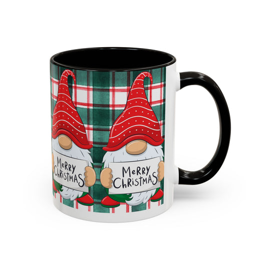Plaid Merry Christmas Gnome Mug, Red Plaid Holiday Coffee Cup, Festive Gnome Lover Gift, Cute Hot Cocoa Mug, Winter Christmas Drinkware
