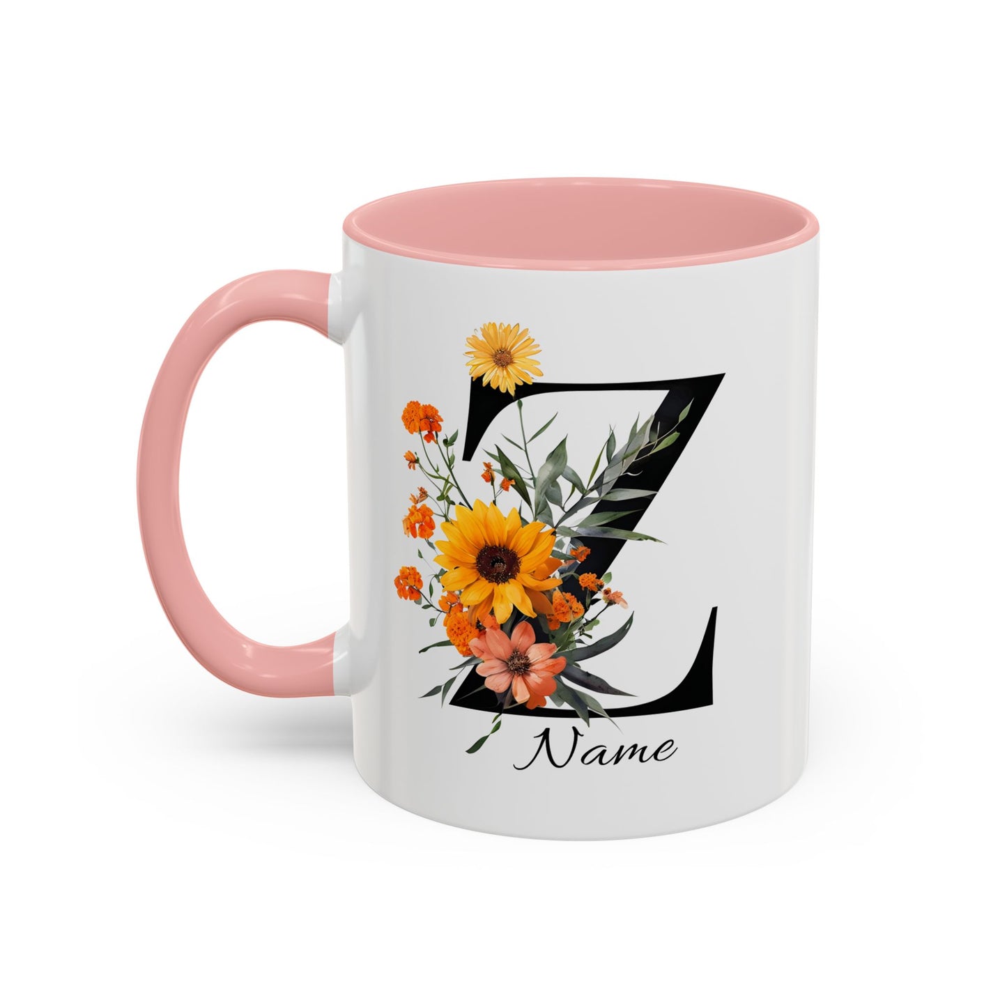 Personalized Floral Monogram - Letter Z - Elegant Accent Coffee Mug – Personalized Mothers Day Gift