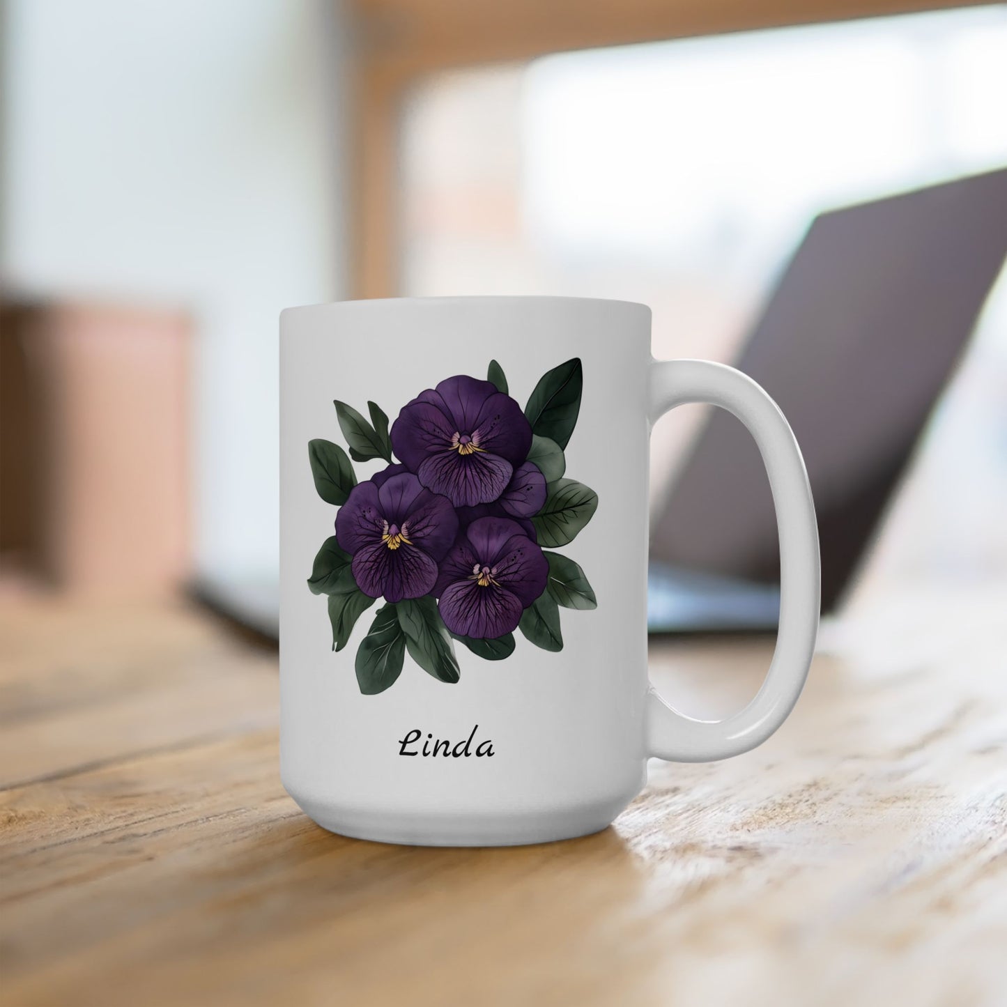 African Violet Birthday Month Mug, African Violet Mug, Violet Birth Flower, Customizable Mug, February Birthday Gift