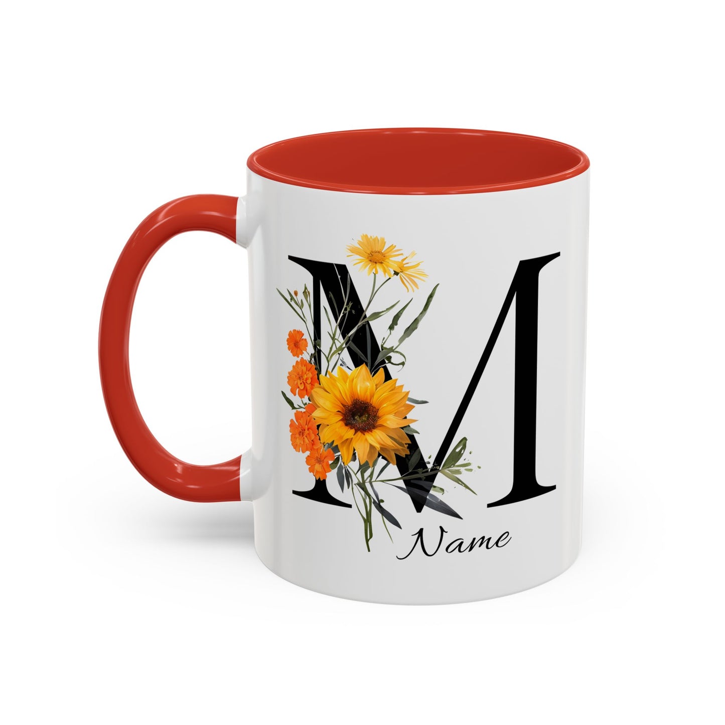 Personalized Floral Monogram - Letter M - Elegant Accent Coffee Mug – Personalized Mothers Day Gift