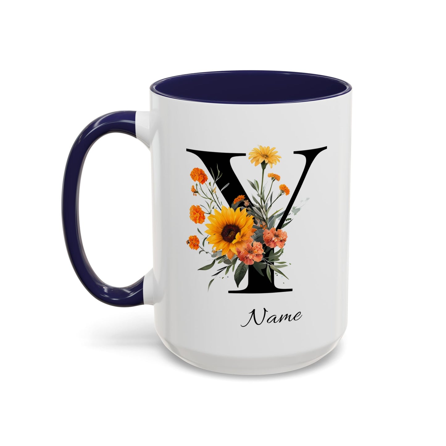 Personalized Floral Monogram - Letter Y - Elegant Accent Coffee Mug – Personalized Mothers Day Gift