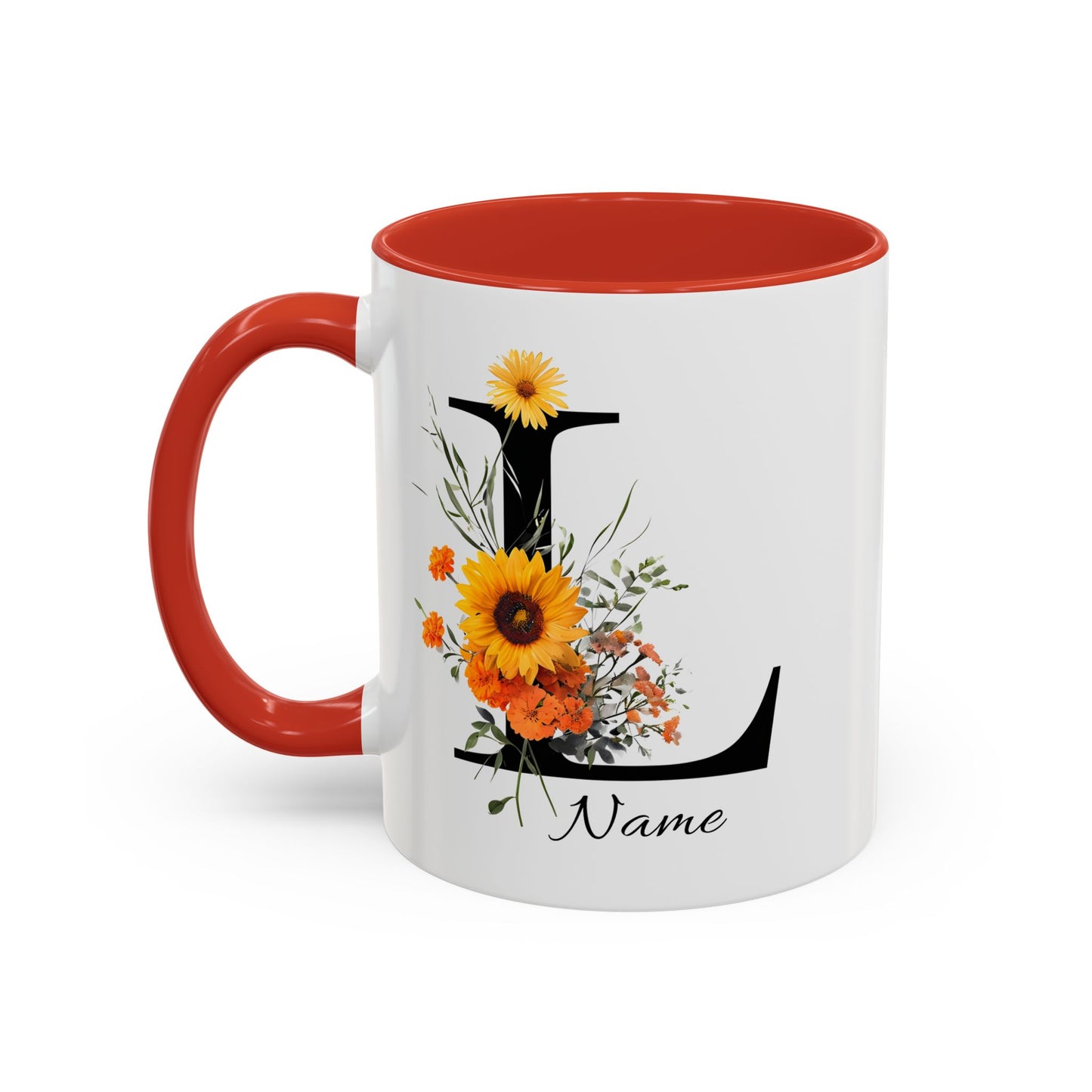 Personalized Floral Monogram - Letter L - Elegant Accent Coffee Mug – Personalized Mothers Day Gift