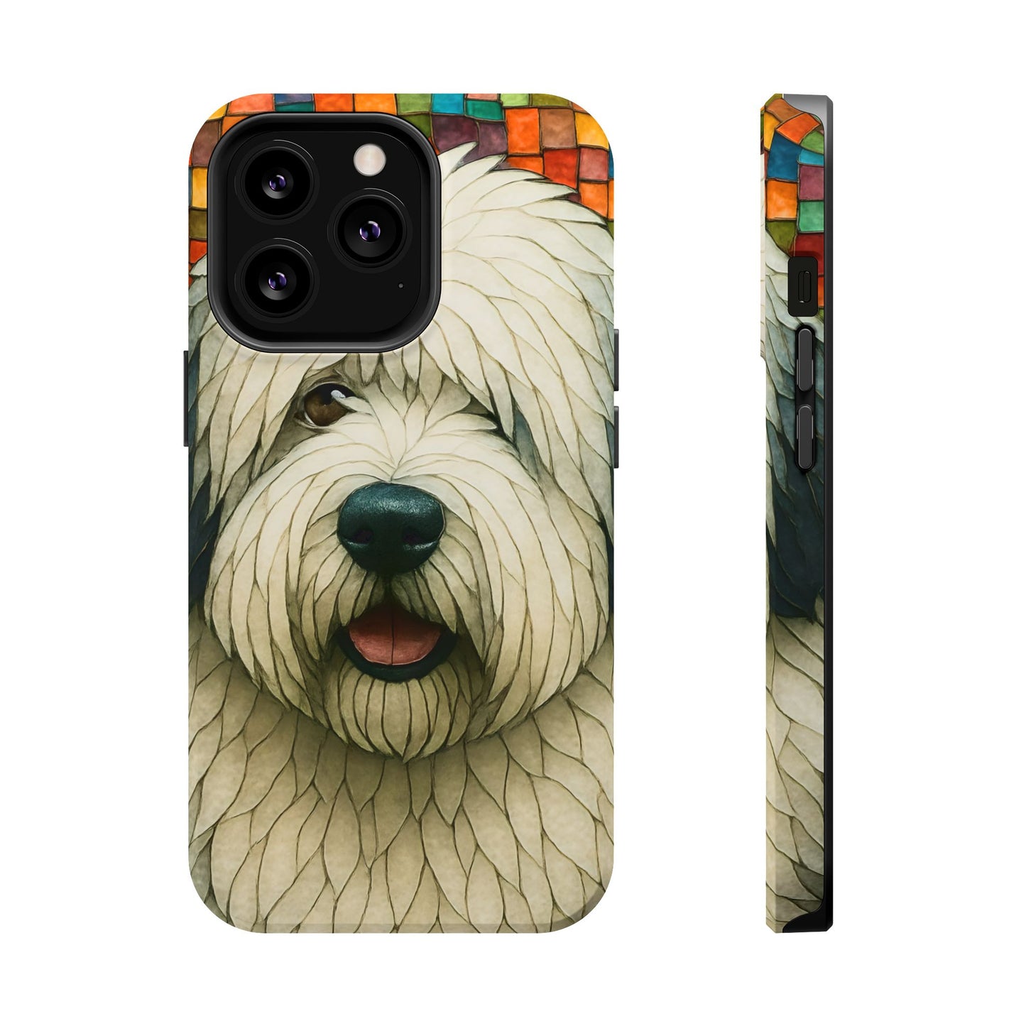 Old English Sheepdog Mosaic Phone Case, English Sheepdog iPhone Case, Dog Phone Case, Dog Lover Gift, Cute Dog Cover