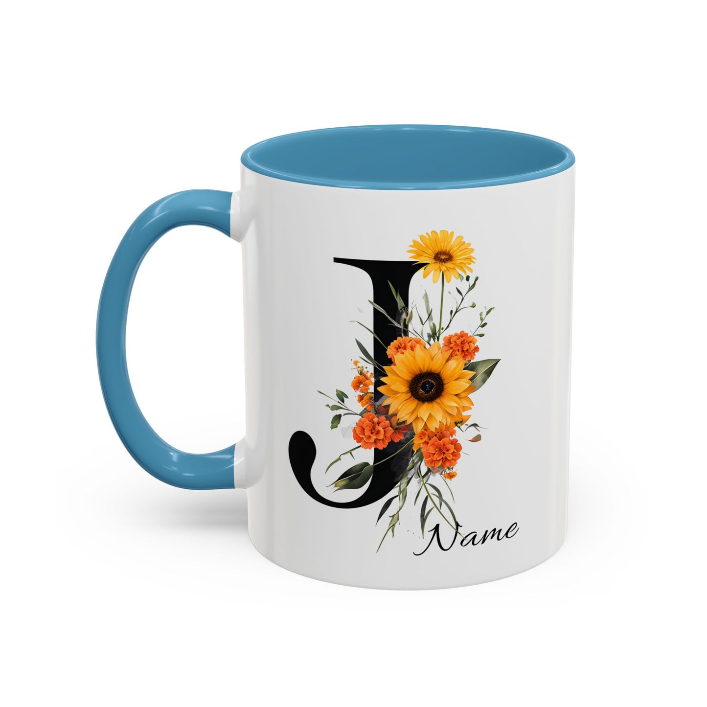 Personalized Floral Monogram - Letter J - Elegant Accent Coffee Mug – Personalized Mothers Day Gift