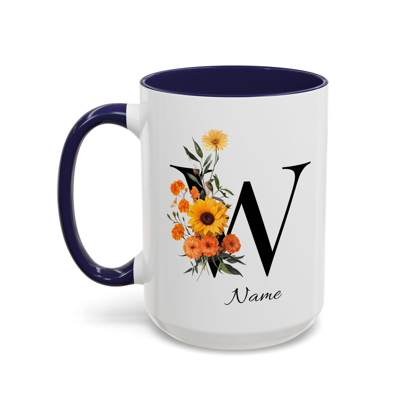 Personalized Floral Monogram - Letter W - Elegant Accent Coffee Mug – Personalized Mothers Day Gift