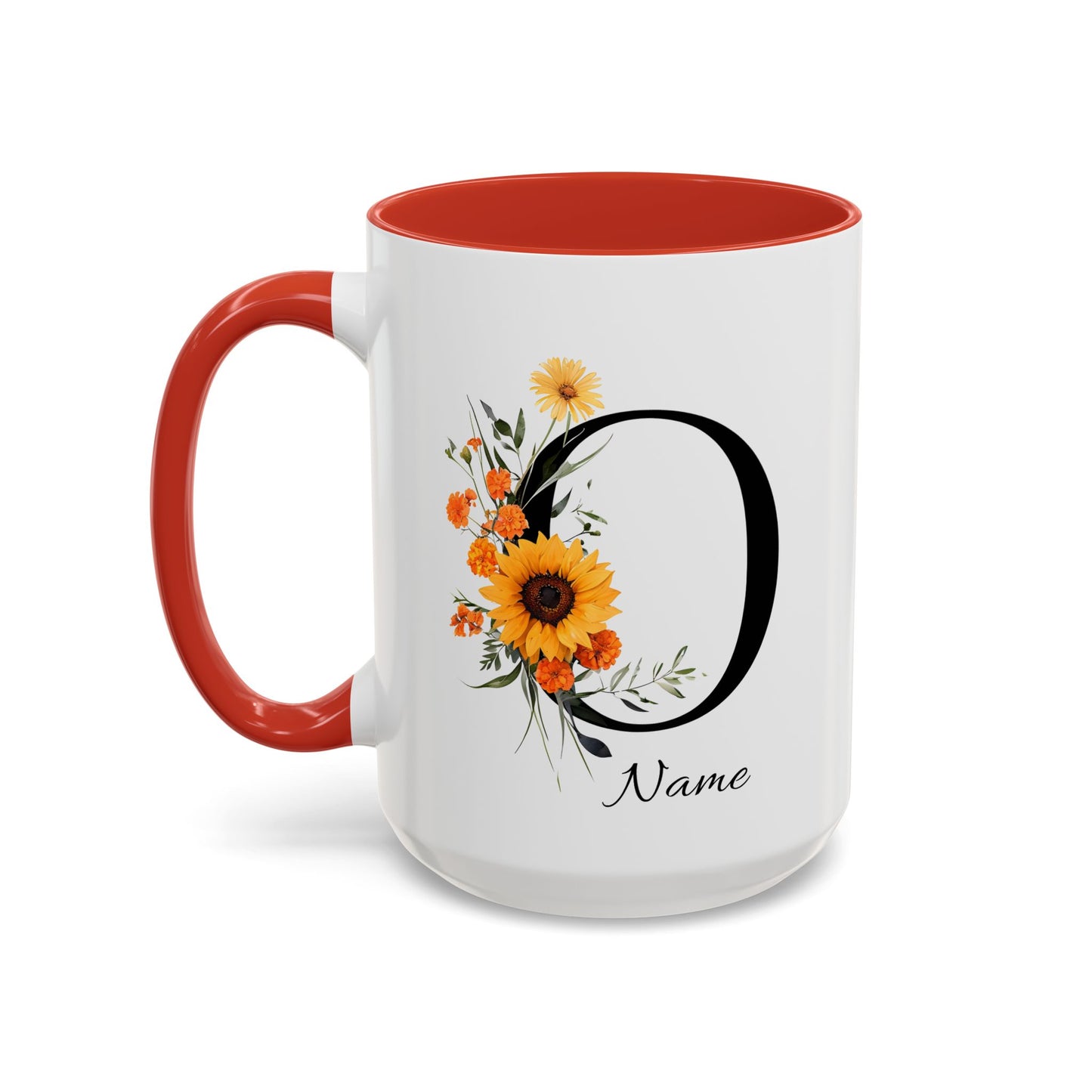 Personalized Floral Monogram - Letter O - Elegant Accent Coffee Mug – Personalized Mothers Day Gift