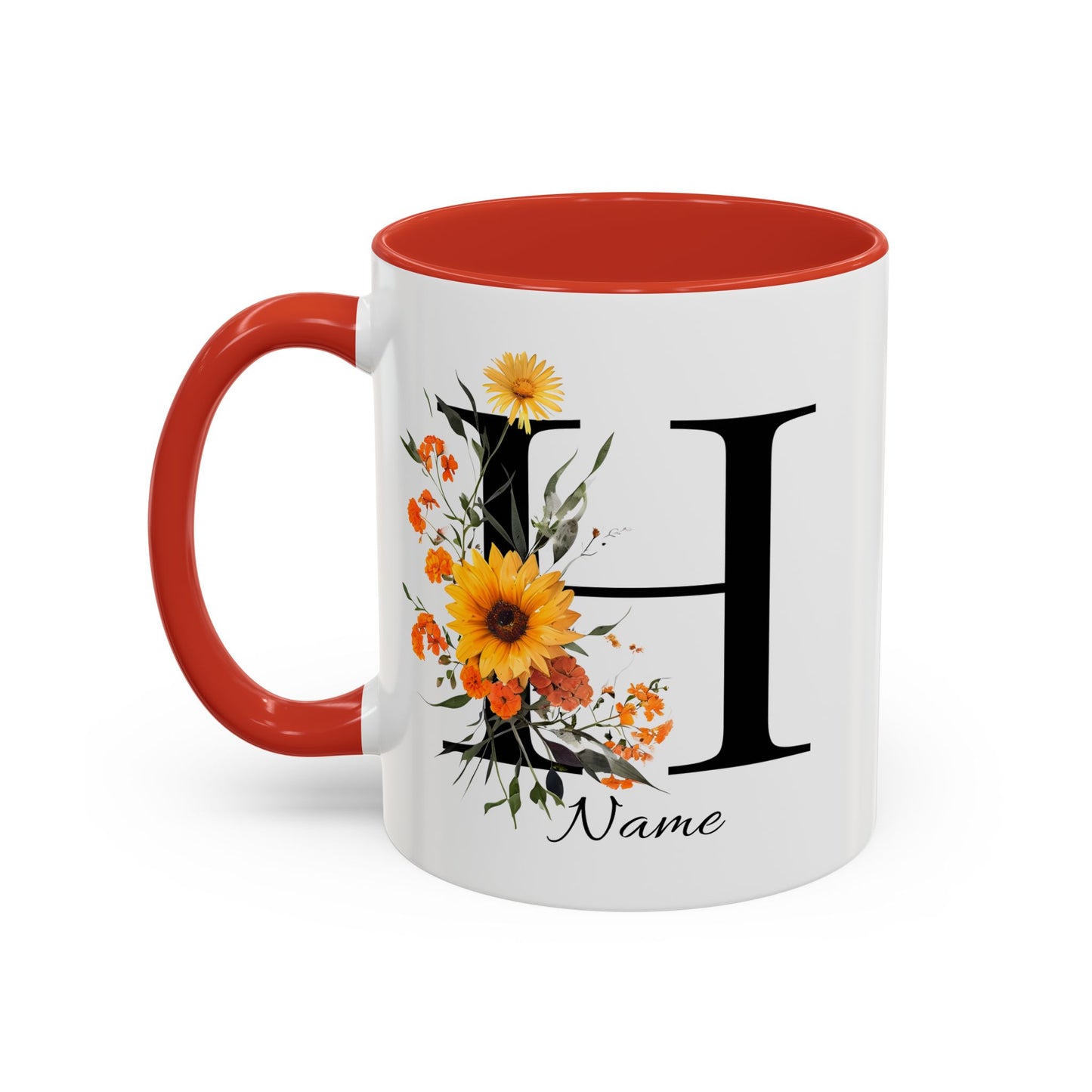 Personalized Floral Monogram - Letter H - Elegant Accent Coffee Mug – Personalized Mothers Day Gift